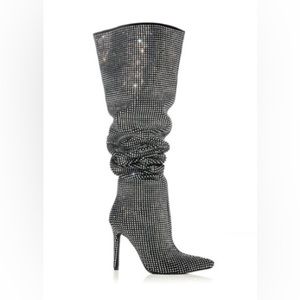 BELLA BLING STILETTO BOOT IN BLACK - Size 9